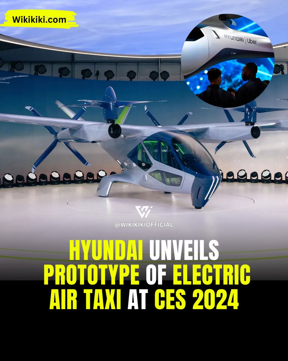 Hyundai Motor Group has unveiled the prototype of its flying taxi, the S-A2, at the CES 2024 in Las Vegas.

wikikiki.com/hyundai-protot…

#hyundai #hyundainews #hyundaiairtaxi #hyundaitaxi #airtaxi #taxi #ces #ces2024 #hyundaigroup #cars #technology #business #news