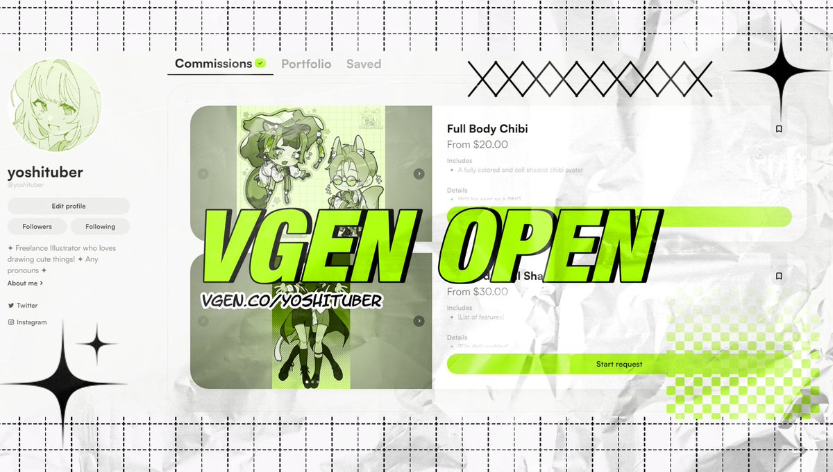 Hello friends, I have big news!! 🌟

I am now accepting c0mmissi0ns through Vgen~
💚✨Link in replies  ✨💚
-
#Vgen #VGenOpen