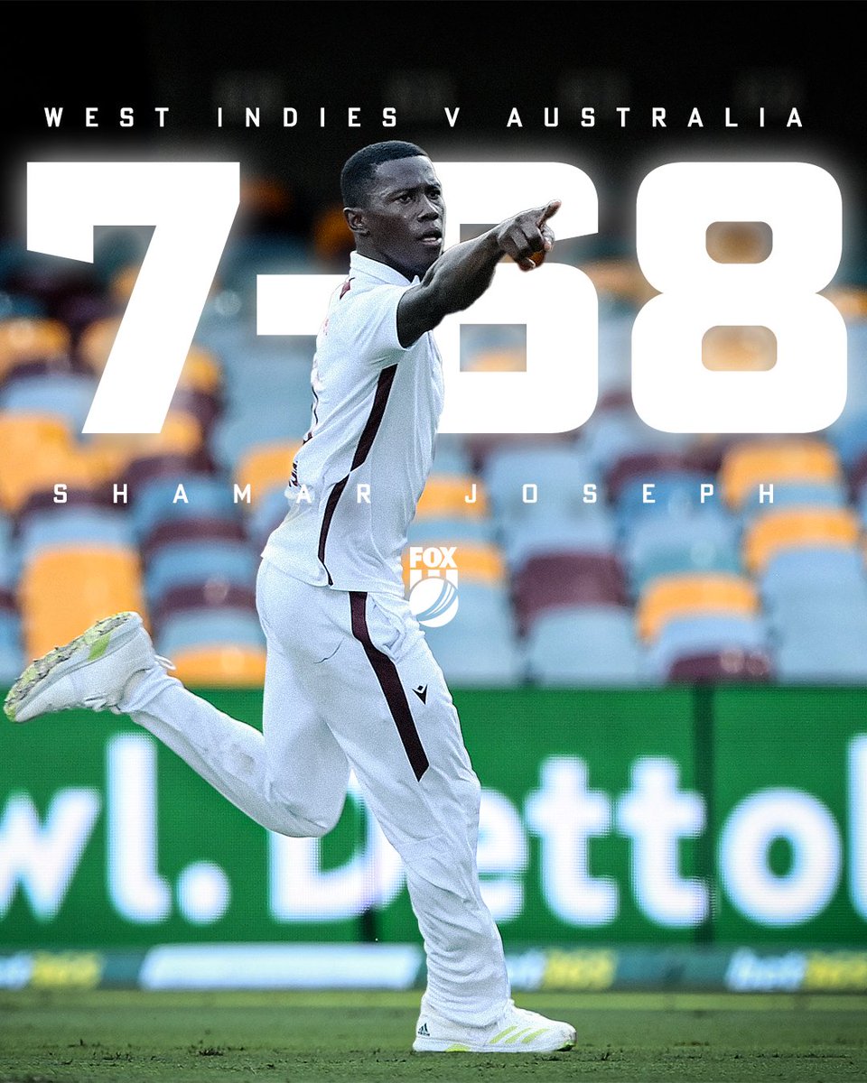 FoxCricket's tweet photo. West Indies paceman Shamar Joseph has announced himself as one of the future superstars of the cricketing world 🤯

READ MORE >>> https://t.co/ixjKn2nqB8 https://t.co/i2JRcoacKi