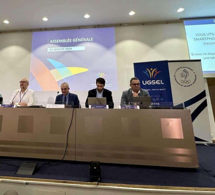 Assemblée générale #ugselnationale. Une année riche en performances, formations, et animations. Merci à tous les acteurs qui œuvrent pour  le bien être de nos élèves.
<a href="/UGSELnationale/">UGSELnationale</a> #sportsolaire <a href="/pepanier/">GODIN PANIER Pierre-Emmanuel</a> <a href="/jeanmarcserfaty/">Jean Marc SERFATY</a> <a href="/AOC1978/">Amélie Oudéa-Castéra</a>