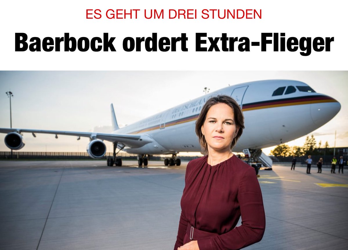 Für 3h früher in Berlin lässt #Baerbock eine neue Flugzeug-Crew einfliegen 🙃

Typisch grüne #Doppelmoral: Steuern für Flugtickets erhöhen, Klimaschutz predigen und dann die #Flugbereitschaft für den persönlichen Komfort ausreizen. Das geht gar nicht.