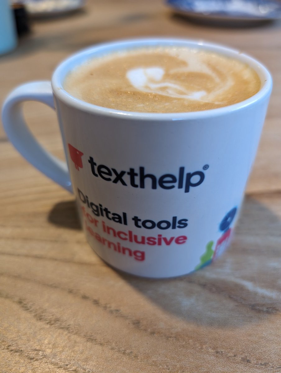 Love my little flat white cup from @texthelp at @Bett_show. Thanks for an awesome night on Thursday. Hope you all got home safe and sound on Friday!