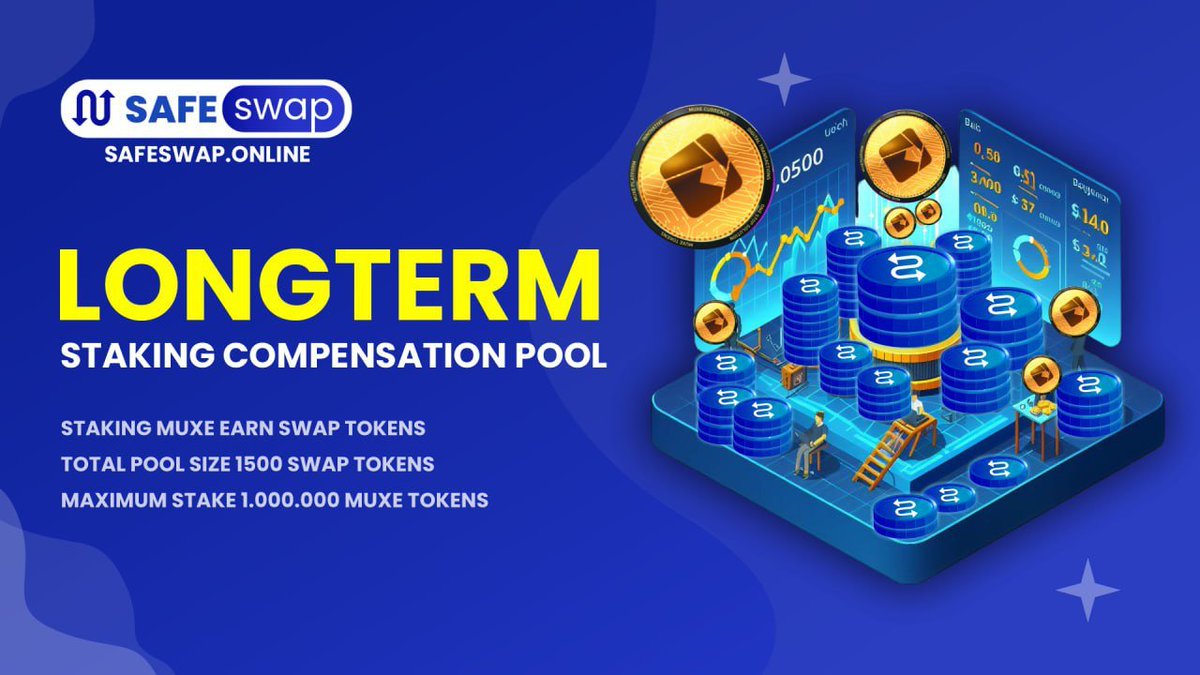 LONGTERM STAKING COMPENSATION POOL STAKE MUXE EARN SWAP TOKEN 🚀Exciting News: MUXE Longterm compensation Staking Pool Now Open! 🚀 staking.safeswap.online/pools/ Read More: safeswap.online/news/safeswap/… #SafeSwap #Staking #MUXE #SwapTokens #CryptoCommunity