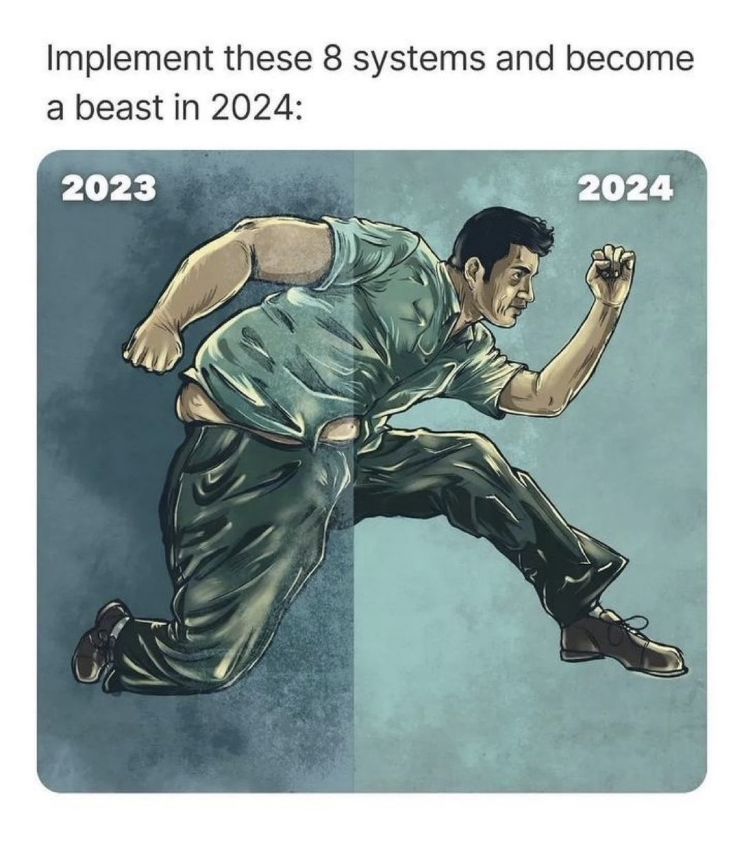 TBusinessaholic's tweet photo. Implement these 8 systems and become a beast in 2024: https://t.co/HuuIbHx7B1