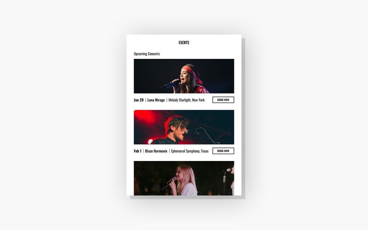 Challenge #070 
Just wrapped up Day 70 of the #DailyUIChallenge. Today's focus: Crafting an engaging Event Listing interface!  #UI #Design #100DaysOfUI #DailyUI #EventListing #DesignChallenge.
