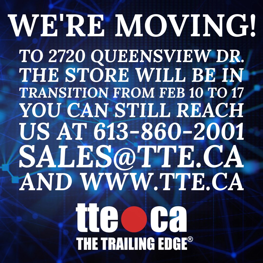 We're on the move! The Trailing Edge is relocating just 5km away to 2720 Queensview Drive ensuring you're never too far from our friendly service! The store will be closed from February 10 to 17 but we are always open online! #NewLocation #TechiesUnite #TTE #TheTrailingEdge