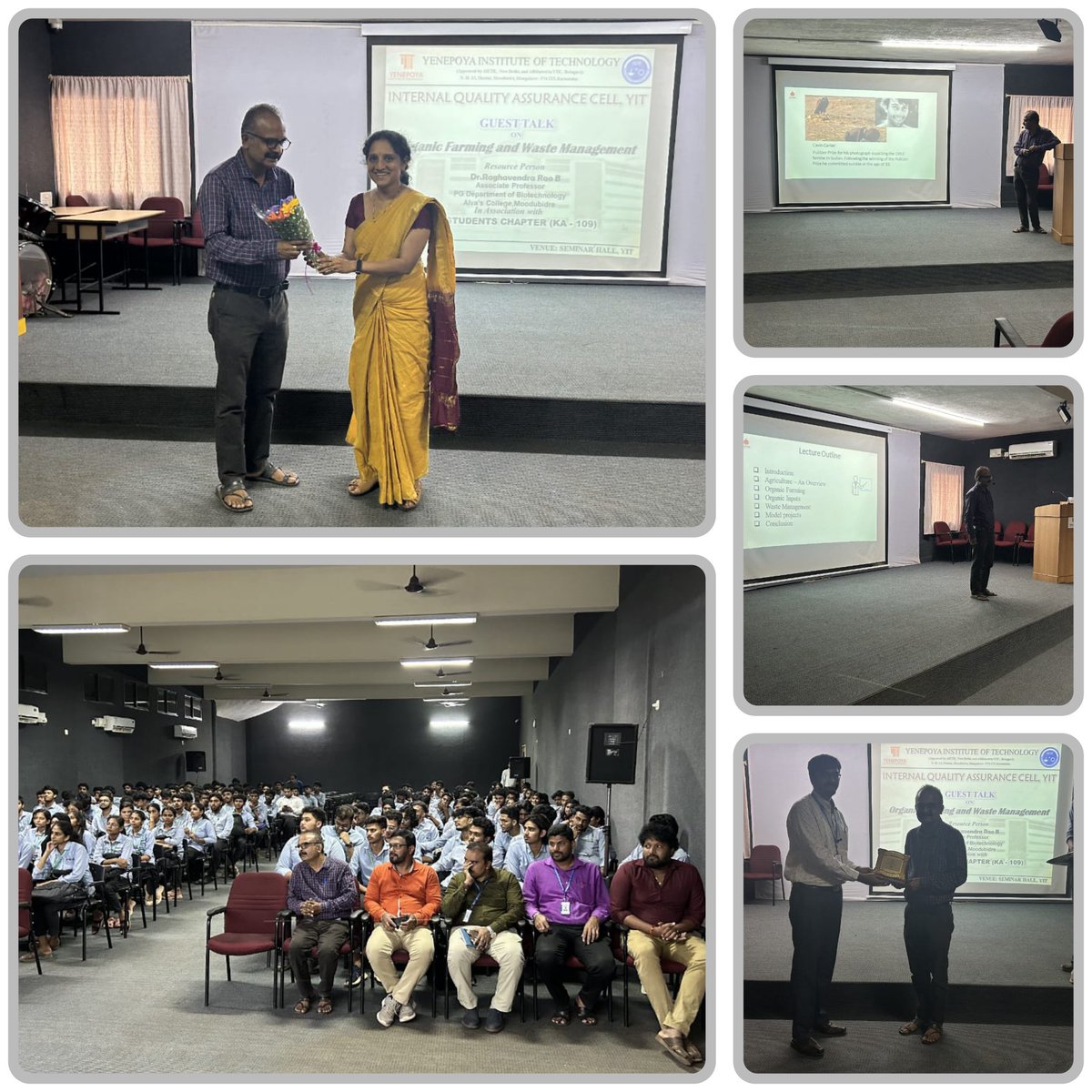 Yen_Institute's tweet photo. An invited talk on "Organic Farming and Waste Management" by Dr. Raghavendra Rao B. was organised on January 17, 2024, in the YIT seminar hall   by the Internal Quality Assurance Cell (IQAC) in association with ISTE Student's Chapter (KA-109). https://t.co/QZrp6ISTDo