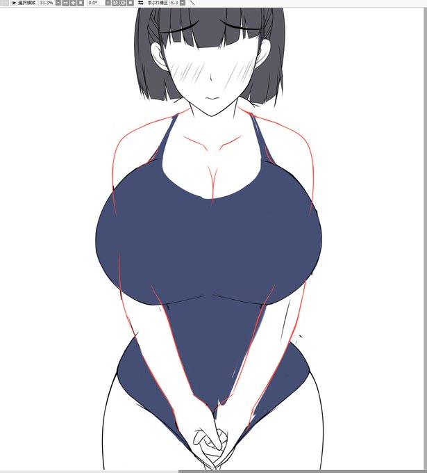 立ち絵シーンの水着差分の線画をカキカキしてましたんご〆(‾・ω・‾)b
ムチっと感とスレンダー感のどっちを取るかで超絶悩み中でしたw 