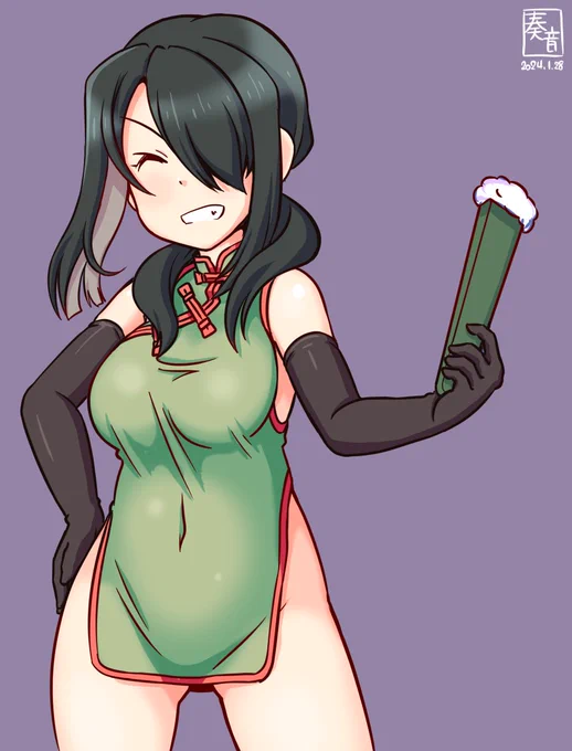 「自分とこの装備……うむ、礼を言わせてもらう!」#艦これ版真剣お絵描き60分一本勝負_20240128#熊野丸遅刻+10分 