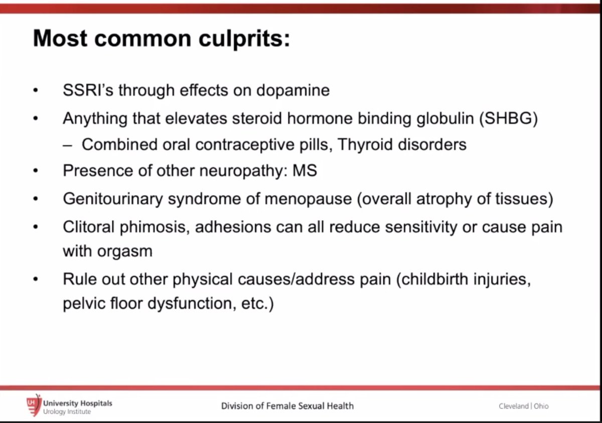 Mo_Moukhtar's tweet photo. Very interesting integrative model introduced by @drrpope on female orgasmic disorders and the most common culprits with their corresponding treatment!
@UCI_Urology
#UCIMenHealthCourse
#Section6_FemaleSexualDysfunction https://t.co/ie2RASgWNJ