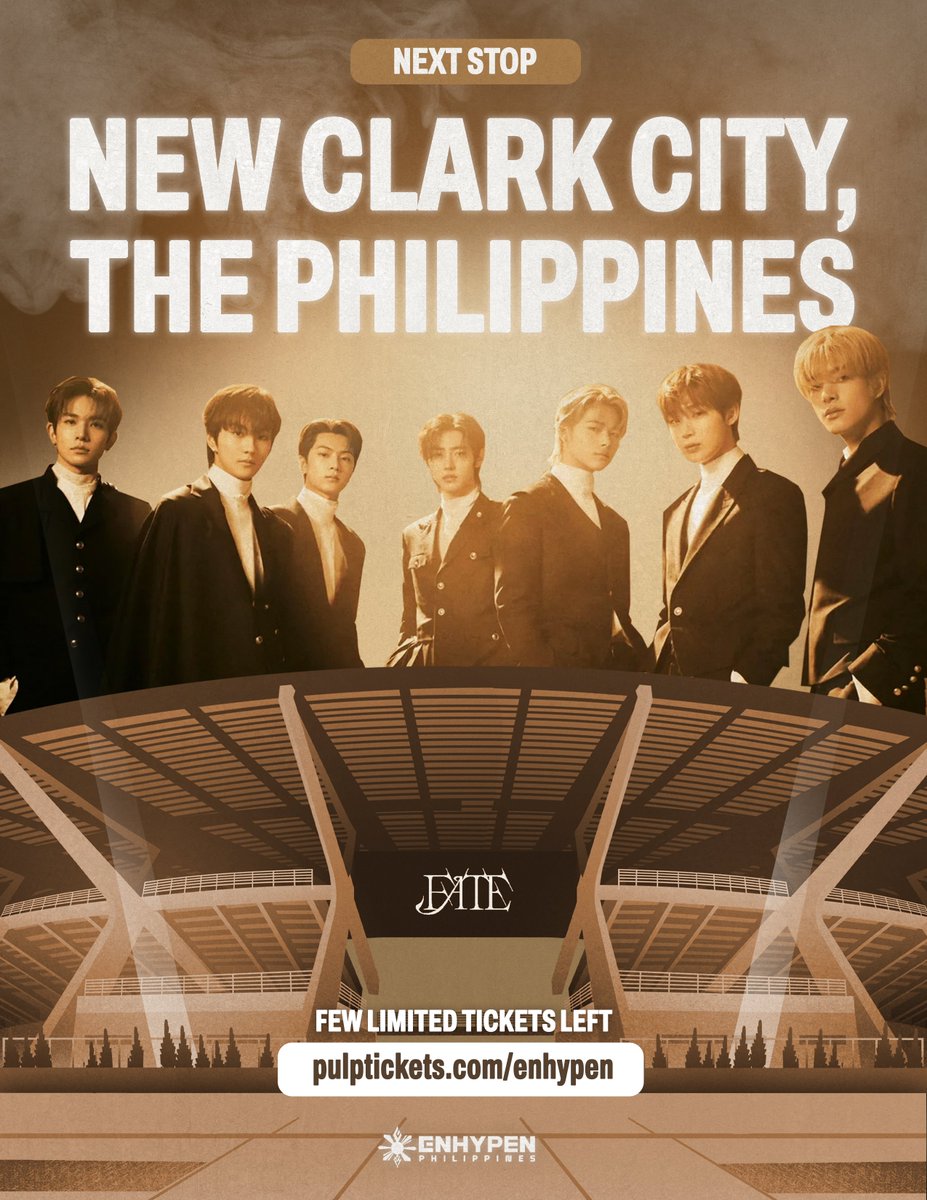 NEXT STOP: NEW CLARK CITY 🇵🇭 THIS IS IT PANCIT! FILIPINO ENGENES, WE’RE NEXT! Things are about to go down at the last stop of the Asian leg of ENHYPEN World Tour ‘FATE’! We are all ready to take over the stadium this Feb. 3! 🏟️ Gear up now people! All the things we prepared for