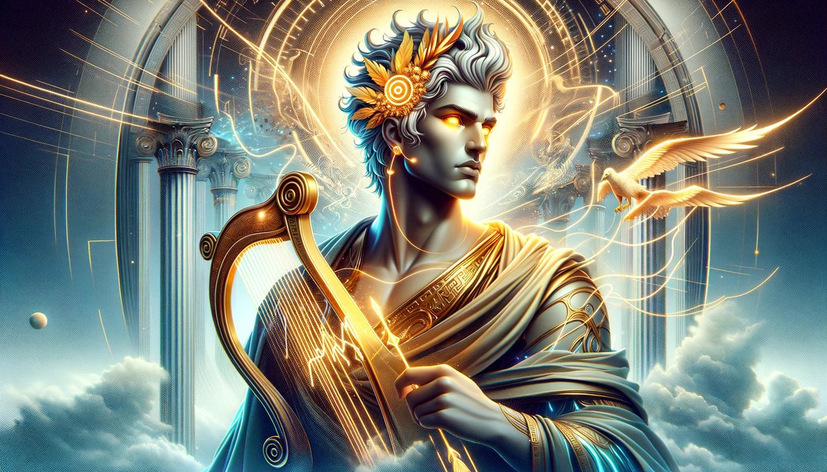 GrumpyGooseArts's tweet photo. Awaken to a new dawn with Apollo's lyre 🌅🎶, where ancient myths meet futuristic visions. Feel the rhythm of the cosmos in every string's twang, and let inspiration take flight with the messenger bird. #GrumpyGooseStudio #AIart https://t.co/wlCPxZuii1