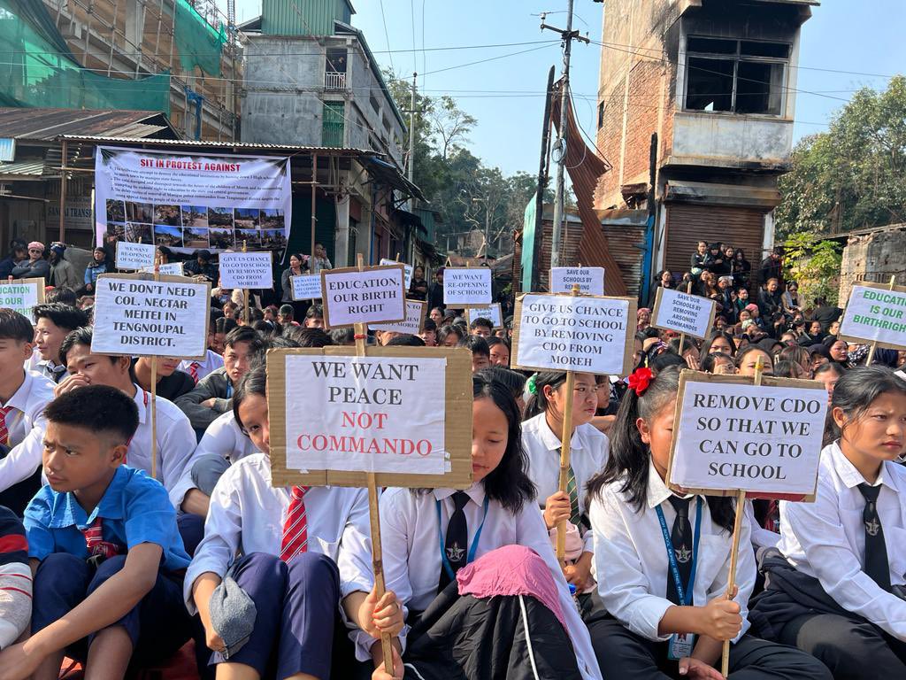 KimmiKhs's tweet photo. @NH_India Burning of schools & deliberate attacks on teachers by the #MeiteiTerrorists & Meitei state forces has instilled a sense of fear & insecurity,leaving thousands of #Kuki_Zo students staring at an uncertain future.
#RemoveStateForcesFromMoreh https://t.co/vvPV88W4l5