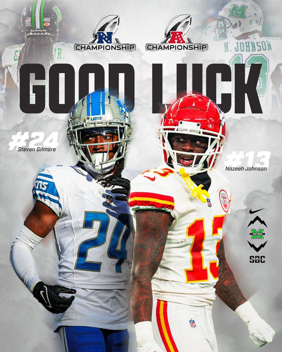 Goodluck to our guys and their organizations today! @JohnsonNazeeh 🤝 @toofyegilmore #WeAreMarshall