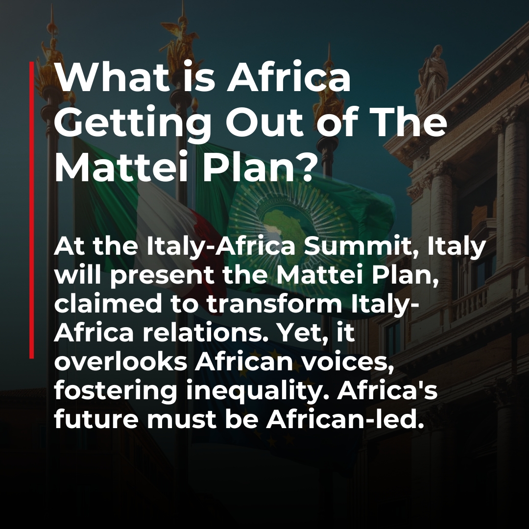 What is Africa Getting Out of The Mattei Plan?

Italy's #MatteiPlan claims to transform Italy-Africa relations. Yet, it overlooks African voices, fostering inequality. Africa's future must be African-led.
Read the letter from African CSOs: dont-gas-africa.org/italy-summit
