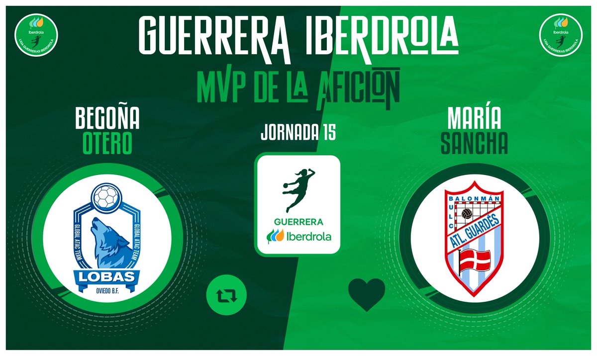 ⭐️#GuerreraIberdrola - Jornada 15

🆚 @OviedoBF : @Atlguardes_ofic

♻️ RT: <a href="/Bego_Otero/">.</a>
❤️ Me gusta: <a href="/Mariasancha14/">María Sancha</a>

#SheLovesHandball #LigaGuerrerasIberdrola