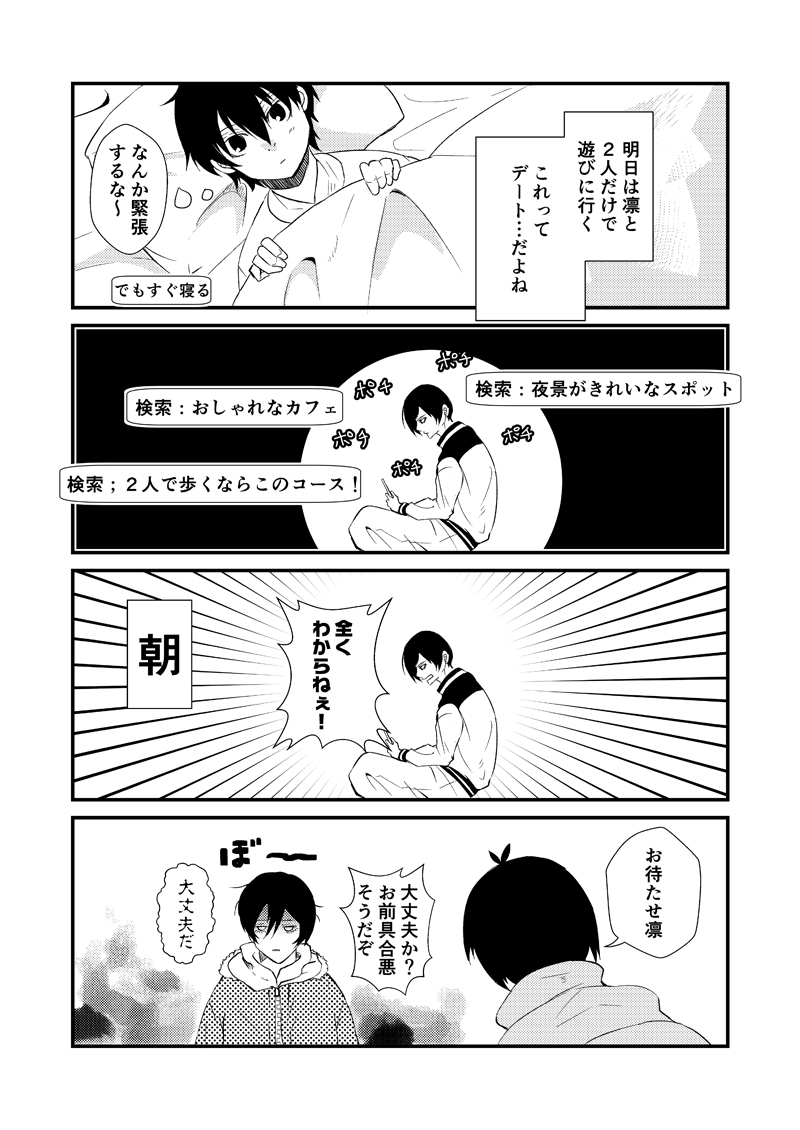 健全で歪なふたり2 rnis WEBオンリー企画 ワンドロ・ワンライ 
お題「初デート」 遅刻で失礼いたします!
#0127_健全で歪なふたり 