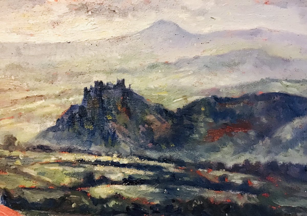 Detail from a painting of #CarregCennen castle in #Carmarthenshire 🖌️

#Welshart