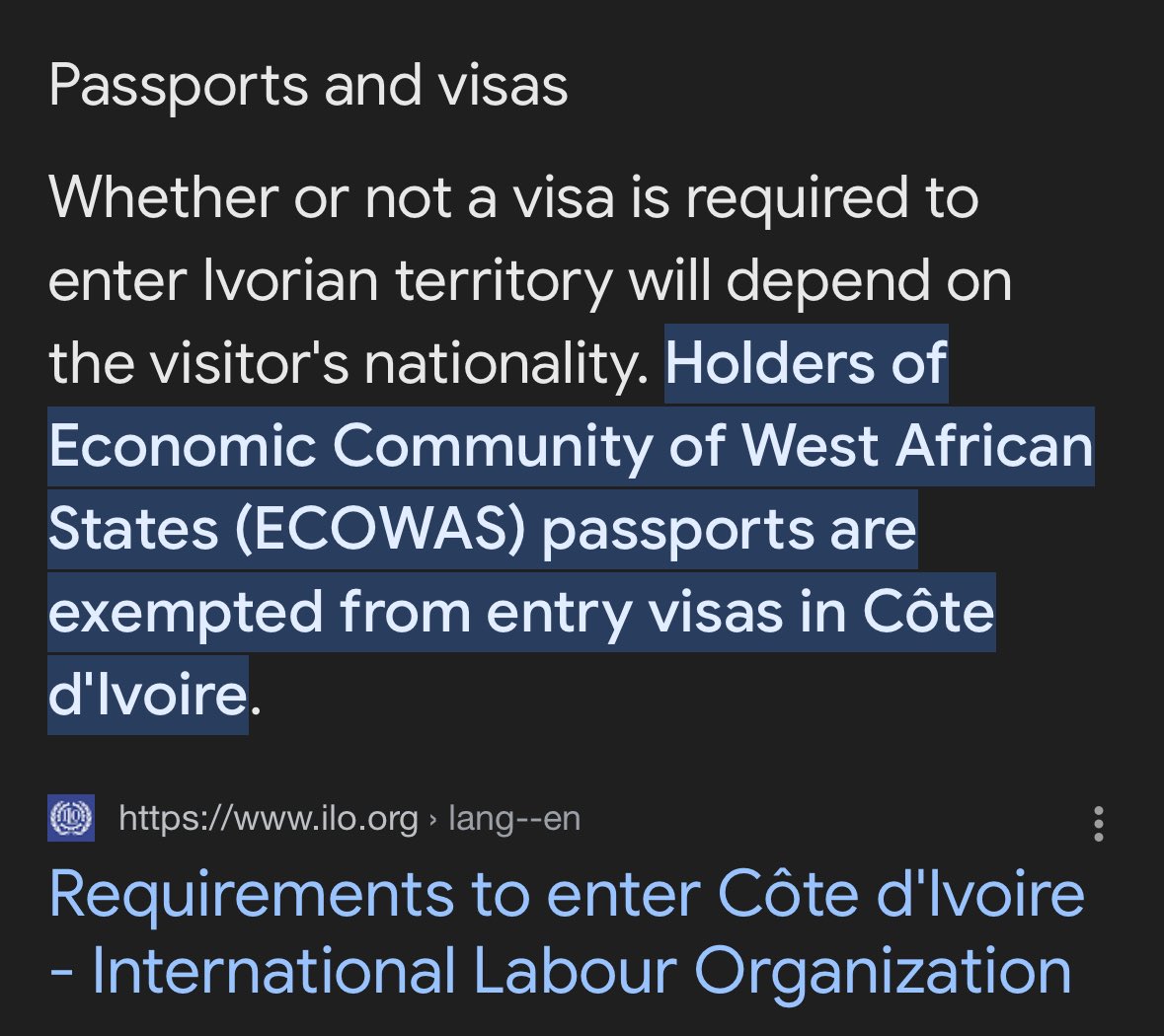 'I was denied boarding a plane to Ivory Coast because I presented an Ecowas Passport. I did my little research before I booked my flight  

Ivory Coast is an Ecowas member state, and I don’t need a visa neither do I need an international passport. 

But on getting to the airport