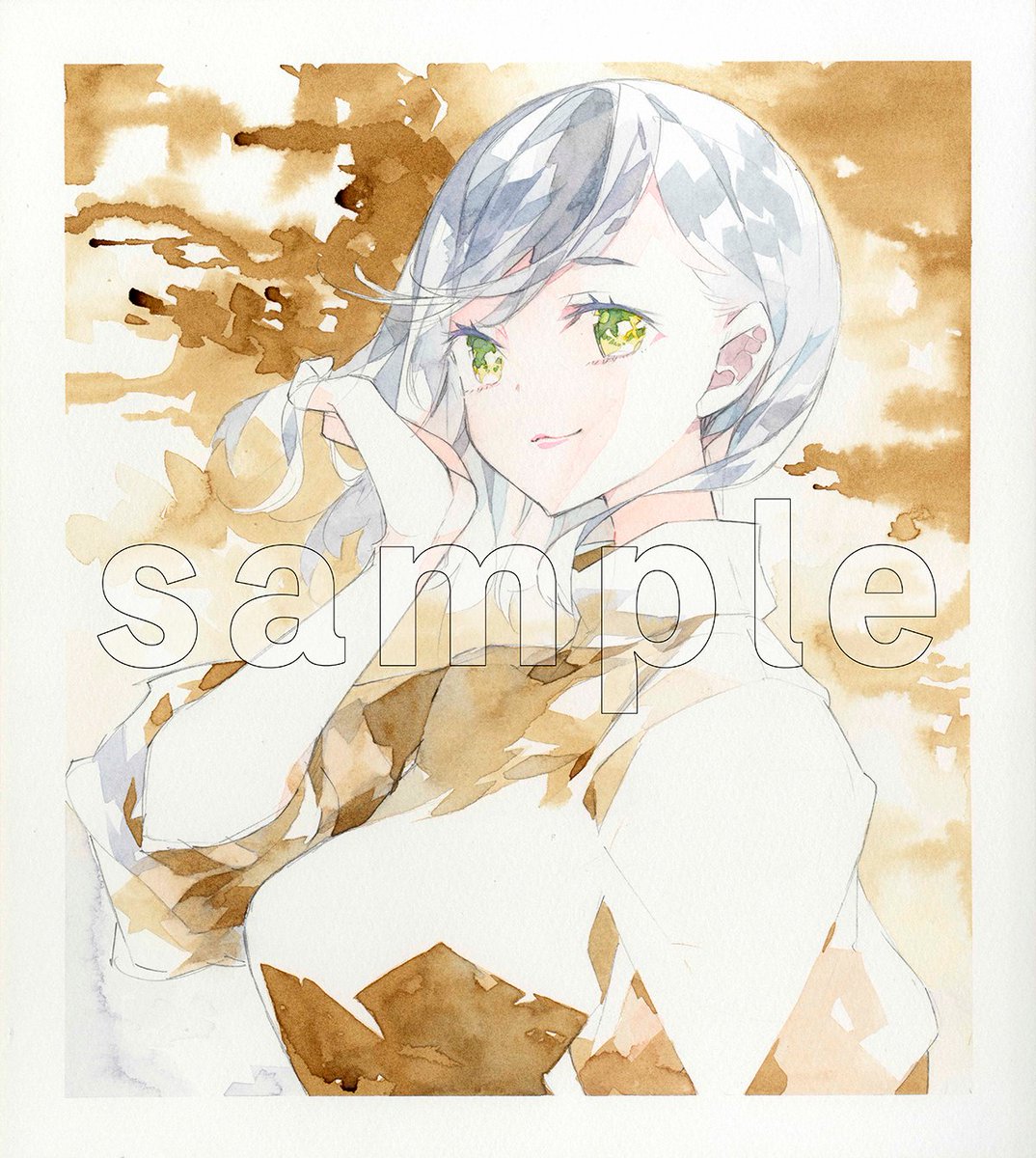 「BOOTHにて、色紙の受注制作受け付けています。今回は珈琲と水彩で描きます。通常」|晴瀬ひろきのイラスト