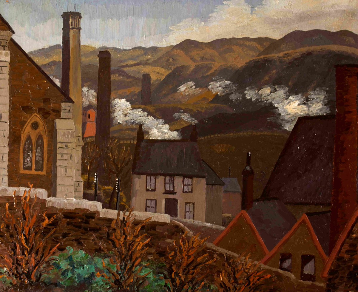 Dowlais from the Cinder Tips by Cedric Morris 1935 Cedric taught art in #Dowlais and was involved with the Merthyr Tydfil Educational Settlement, set up in 1937 to provide education and welfare services to people suffering during the Depression. #onlineartexchange #LGBTQIA