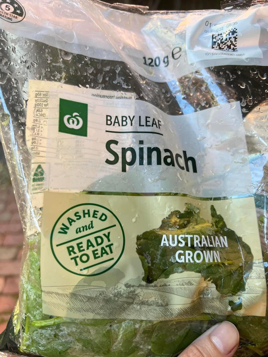 Darmfield27's tweet photo. “Washed and ready to eat” 
@woolworths 

Didn’t know spinach lays eggs. 🤢🤢🤮#doublecheck #wash #standardsneedtolift https://t.co/rNQeOufbEg