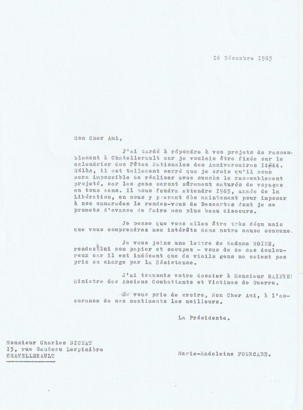 BichatFrancois's tweet photo. Marie-Madeleine Fourcade promettait "son plus beau discours" pour le congrès 1965 du CAR @fondationresist à Châtellerault.
La mort soudaine du commissaire Bichat n'a pas permis ce bel hommage aux policiers résistants de la ville qui tomberont après dans l'oubli...
@PoliceHistoire https://t.co/jNMf7sCGD2