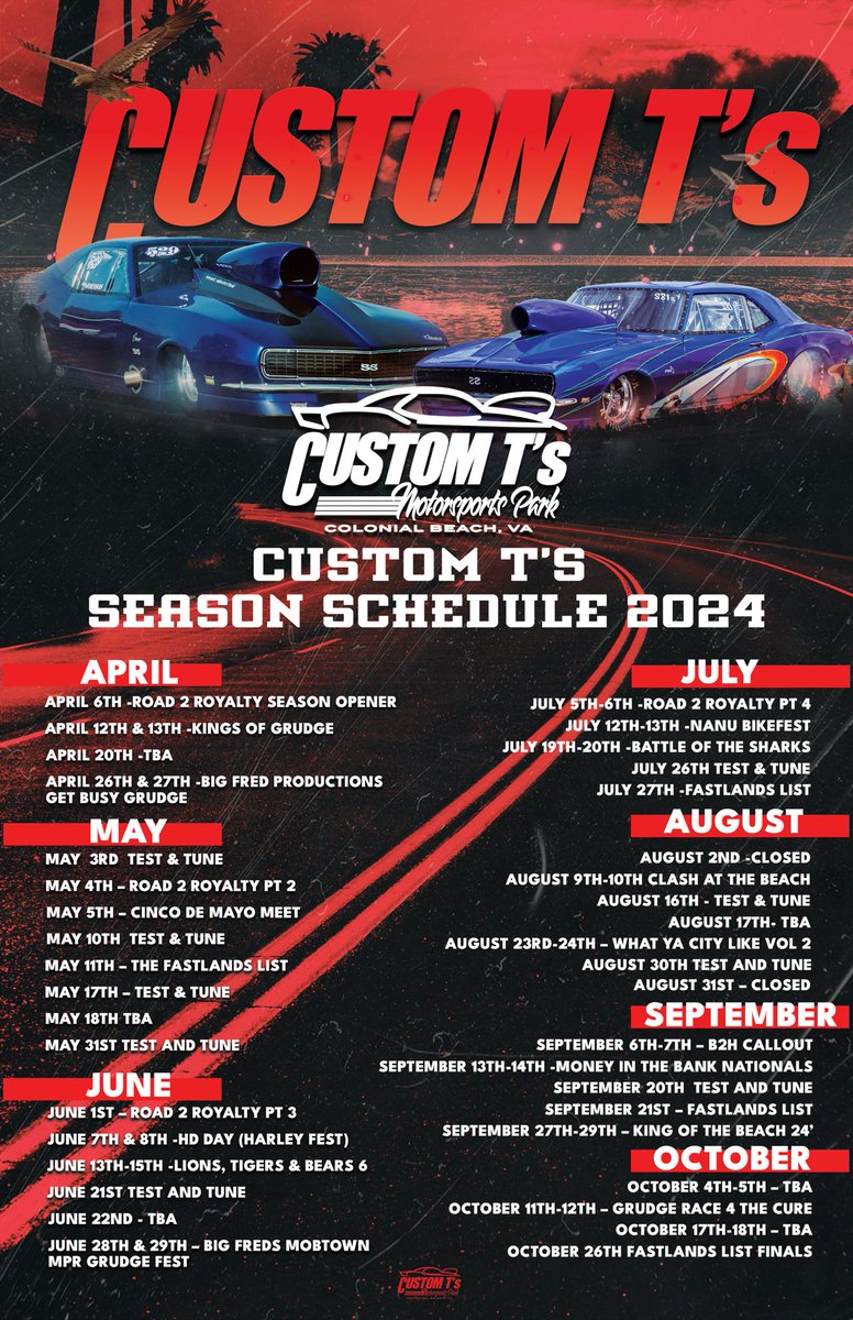 itstufik's tweet photo. Custom t season schedule  2024 
#sportsgraphics #GraphicDesign #posterdesign #schedule #motorsports #California https://t.co/iCNOXYGoUf