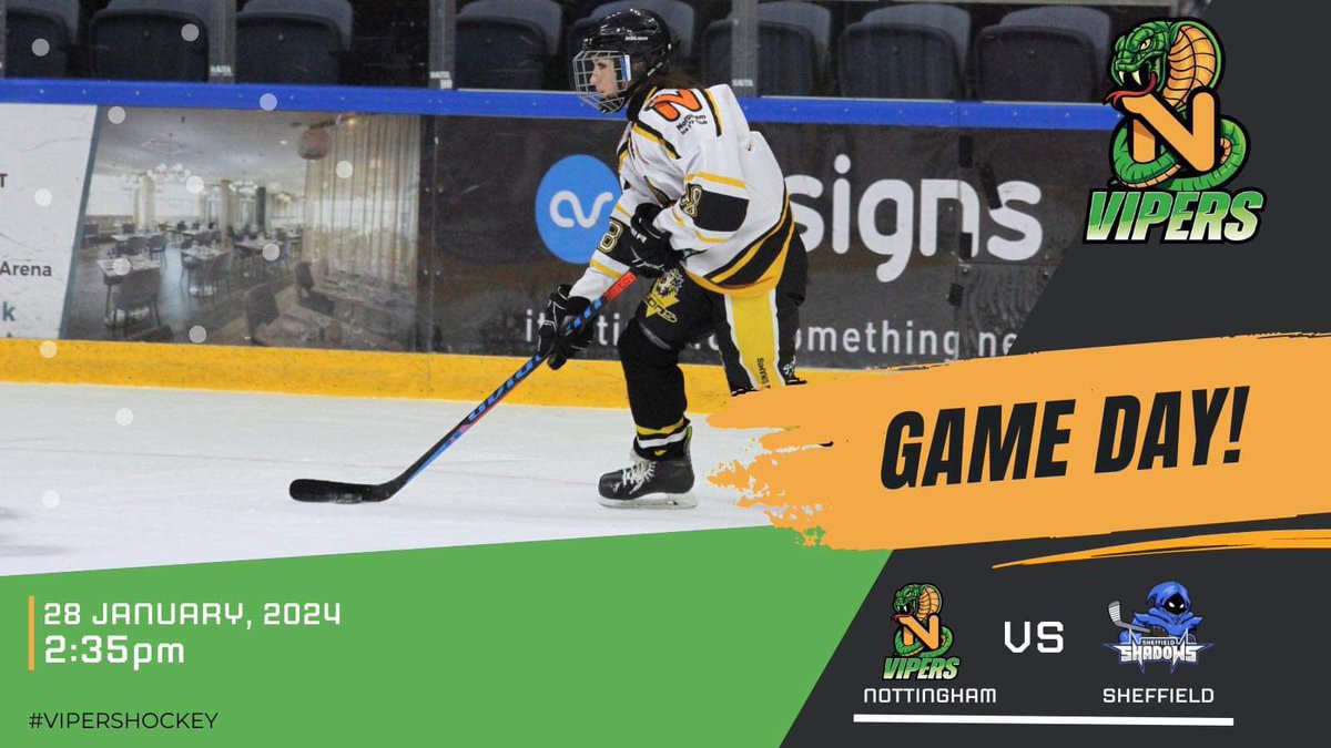 Nottingham Vipers (@nottmvipers) on Twitter photo 🚨It’s Game Day!🚨
The <a href="/NottmVipers/">Nottingham Vipers</a> are back in action today!
🆚<a href="/ShadowsWIHC/">Sheffield Shadows</a>
🏆<a href="/EngIceHockey/">England Ice Hockey</a> #WNIHL
🏟<a href="/ice_sheffield/">iceSheffield</a>
⏰2:35pm
#VipersHockey 🚨It’s Game Day!🚨
The <a href="/NottmVipers/">Nottingham Vipers</a> are back in action today!
🆚<a href="/ShadowsWIHC/">Sheffield Shadows</a>
🏆<a href="/EngIceHockey/">England Ice Hockey</a> #WNIHL
🏟<a href="/ice_sheffield/">iceSheffield</a>
⏰2:35pm
#VipersHockey
