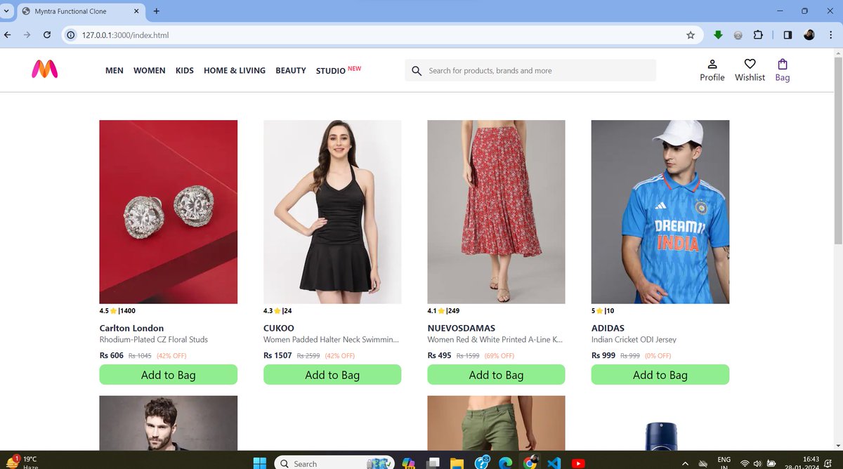 #LearnInPublic 28 JAN
Working on myntra functional clone