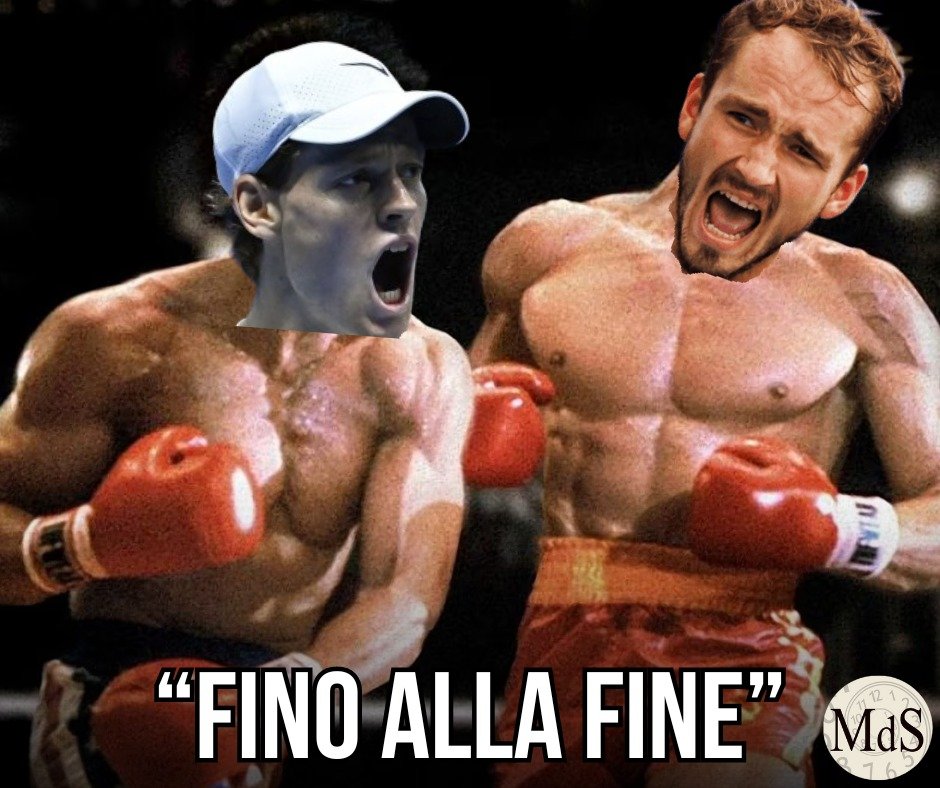 'Un Momento, anche il russo è ferito!' E niente, ce la giochiamo così, colpo su colpo. Forza Jannik, Stallone Italiano. 🎾🥊 #Sinner #AustralianOpen2024 #SinnerMedvedev