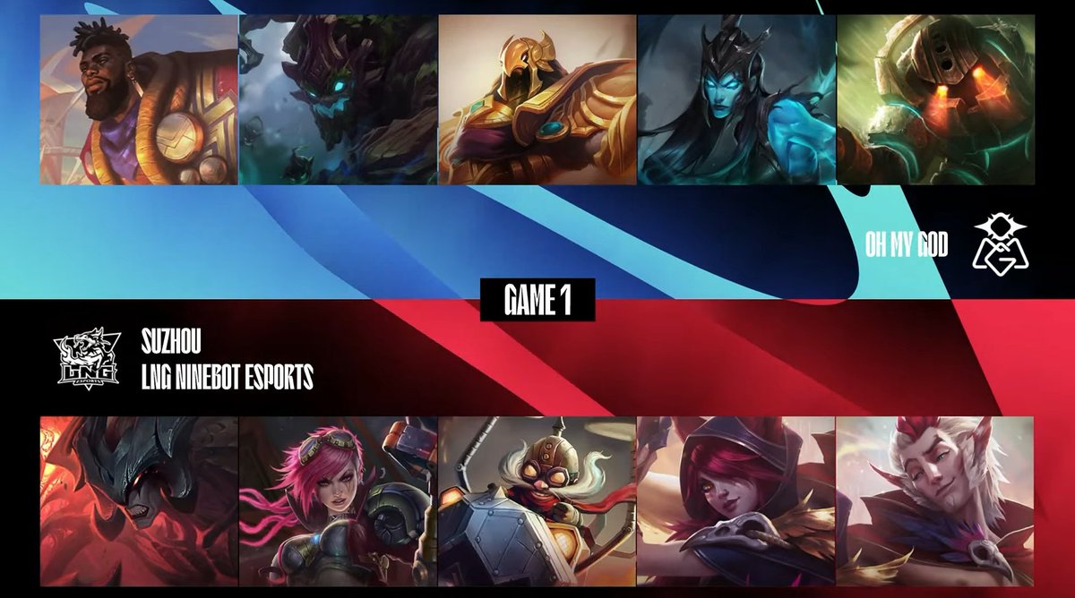 Draft del primer mapa entre LNG y OMG.

XAYAH/RAKAN para la botlane mágica de LNG, PPGOD nos hace soñar con su NAUTILUS.

twitch.tv/chinagap
