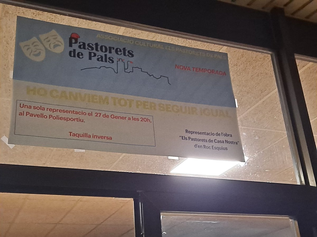 Ahir vam ser a Pals, a l'estrena d'"Els Pastorets de Casa Nostra"  de <a href="/roc_esquius/">Roc</a>, impulsats per la federació. Amb una posada en escena atrevida i un elenc renovat. Enhorabona per l'aposta amb valors i acció del s. XXI, mantenint arrels a la tradició. Per molts anys de represa!