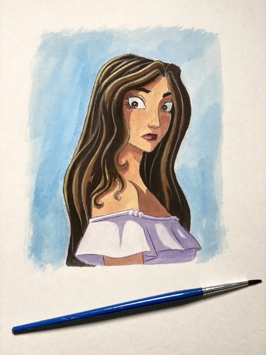 AMBartist's tweet photo. Played with some gouache paints today and adapted my pencil sketch ✍️ #traditionalanimation #2danimation #animation #animationart #ambanimation https://t.co/FaCm27JtUn