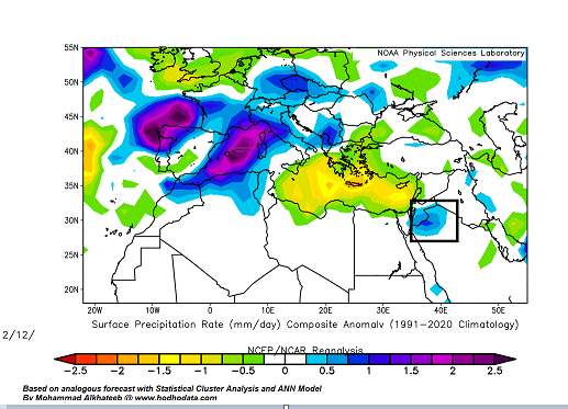 Statisticizer's tweet photo. Also waiting a confirmation from the Numerical Weather Prediction Models for this statistical-based analog forecast for the period between 10_14 February. Stormy conditions and immense rainfall events could possibly be observed in Iberian sea,N. Spain and Portugal &amp; N. Africa . https://t.co/DJXguWc317