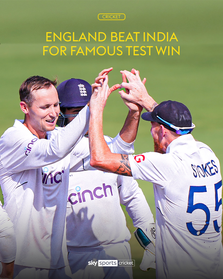 England defeat India by 28 runs to win first Test in Hyderabad. 🚨