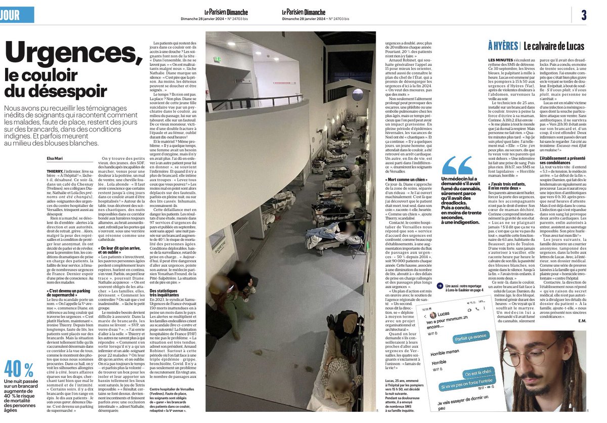 A lire dans <a href="/LeParisien_75/">Le Parisien | Paris</a> un dossier sur la situation catastrophique des services d’urgences en France 👉 <a href="/CollectInterHop/">COLLECTIF INTER-HOPITAUX</a>