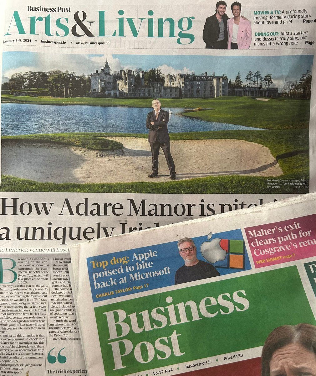 Speaking to <a href="/gnelis/">Gillian Nelis</a> in today’s <a href="/businessposthq/">Business Post</a> , <a href="/B_O_Connor_/">Brendan O'Connor</a>, General Manager at <a href="/TheAdareManor/">Adare Manor</a>, looks forward to hosting the 2027 Ryder Cup, and the year ahead. 

“…We want people to really know they have been in Adare, Limerick and in Ireland.”