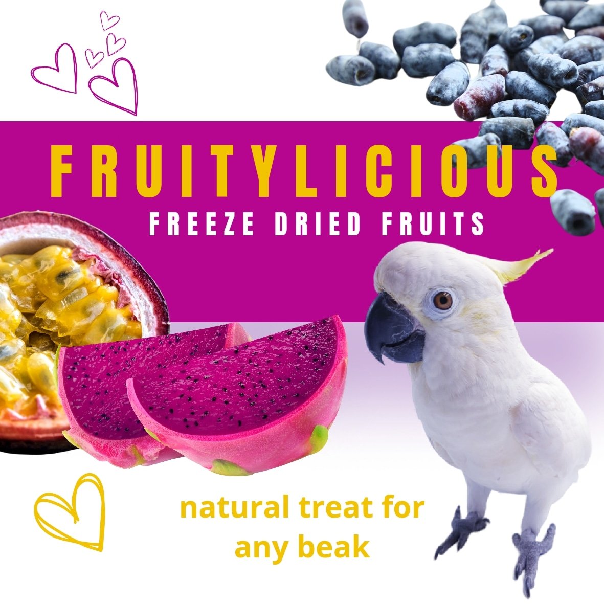 Pollysnaturalp1's tweet photo. New! Treat your feathered friend this Valentine ❤️ with this fruitylicious freeze dried snack. 
Limited stock! Once gone it's gone. 🕊️
#parrotfood #parrotfoodideas https://t.co/5pdt3GluZ9