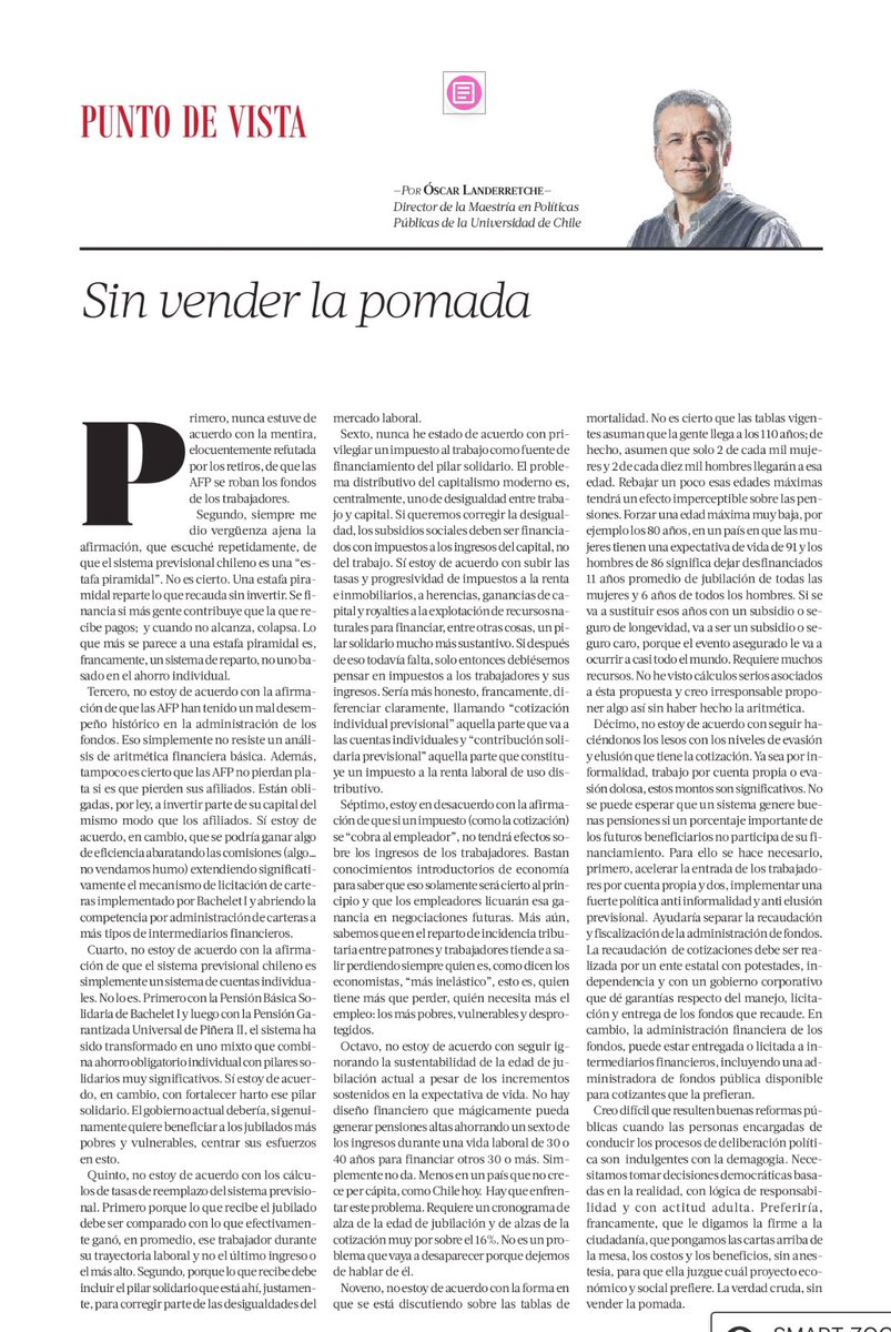 Cuando se tiene el rigor para que 2+2 de 4, discutir de pensiones no es tan complejo. <a href="/OLanderretche/">Oscar Landerretche</a> baja la pelota, planteando con claridad y evidencia las premisas básicas mejorar las pensiones - sin vender la pomada.