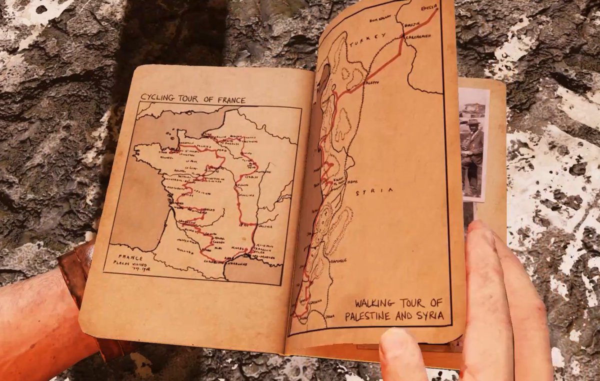 i can’t draw but here’s Nathan Drakes journal from uncharted 3 where he canonically recognises Palestine‼️