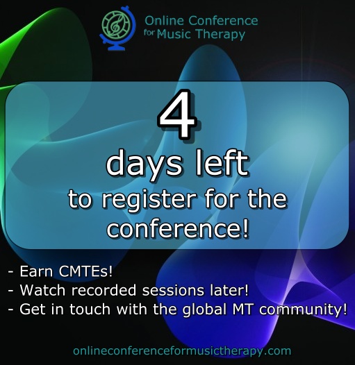 _OCMT's tweet photo. Hurry up! There are only 4 days left to register for the OCMT! Remember, you can earn CMTEs, and the presentations are being recorded, so you can watch them later! More information here:
https://t.co/TqX015DWzU

#onlineconferenceformusictherapy #ocmt24 https://t.co/UVYn2l5lLT