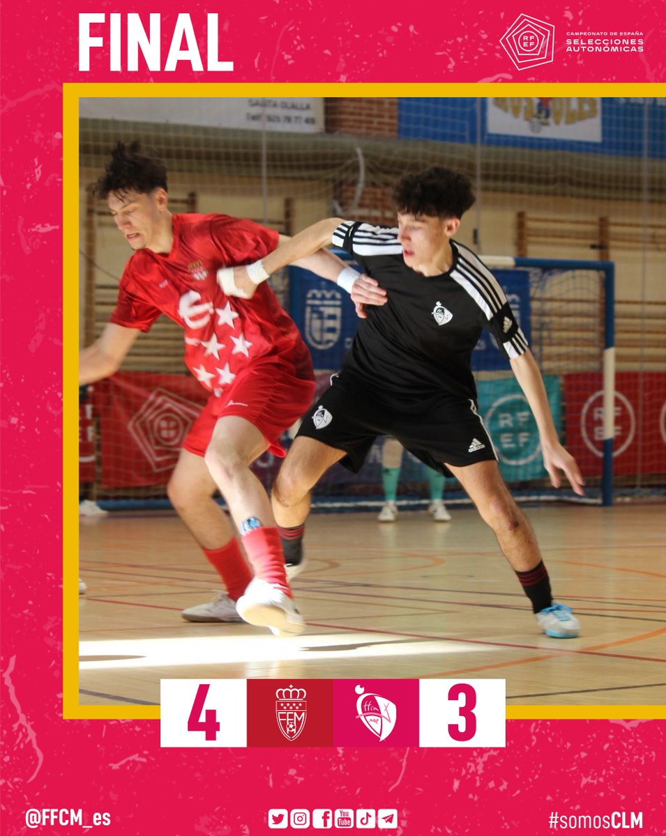 ⬜️ MAD 4️⃣-3️⃣ CLM 🟥

40’ | Lo vamos a decir ALTO y FUERTE: 𝕆ℝ𝔾𝕌𝕃𝕃𝕆𝕊𝕆𝕊 de todos vosotros. De todos y cada uno de vosotros, joder. Sois el #genCLM en su pura esencia

🥈 SUBCAMPEONES de ESPAÑA

#somosCLM | #genCLM | #CampeonesSub19RFEF