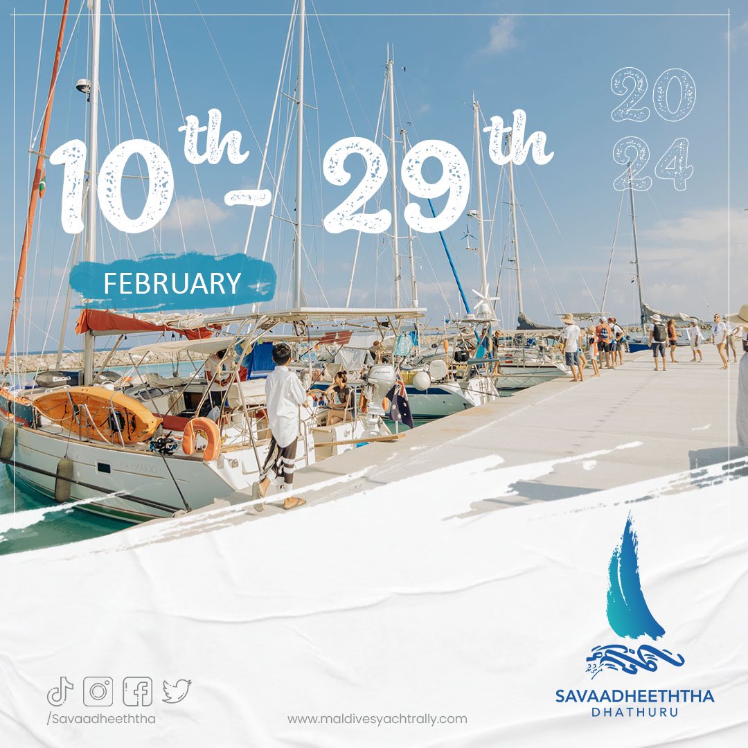 Dive into the rhythm of the waves! 

The Maldives Yacht Rally 2024 sets sail from February 10th to 29th – 19 glorious days of seafaring bliss and 7 enchanting anchorage points to explore. Get ready for an oceanic odyssey that promises to be the highlight of your sailing calendar!