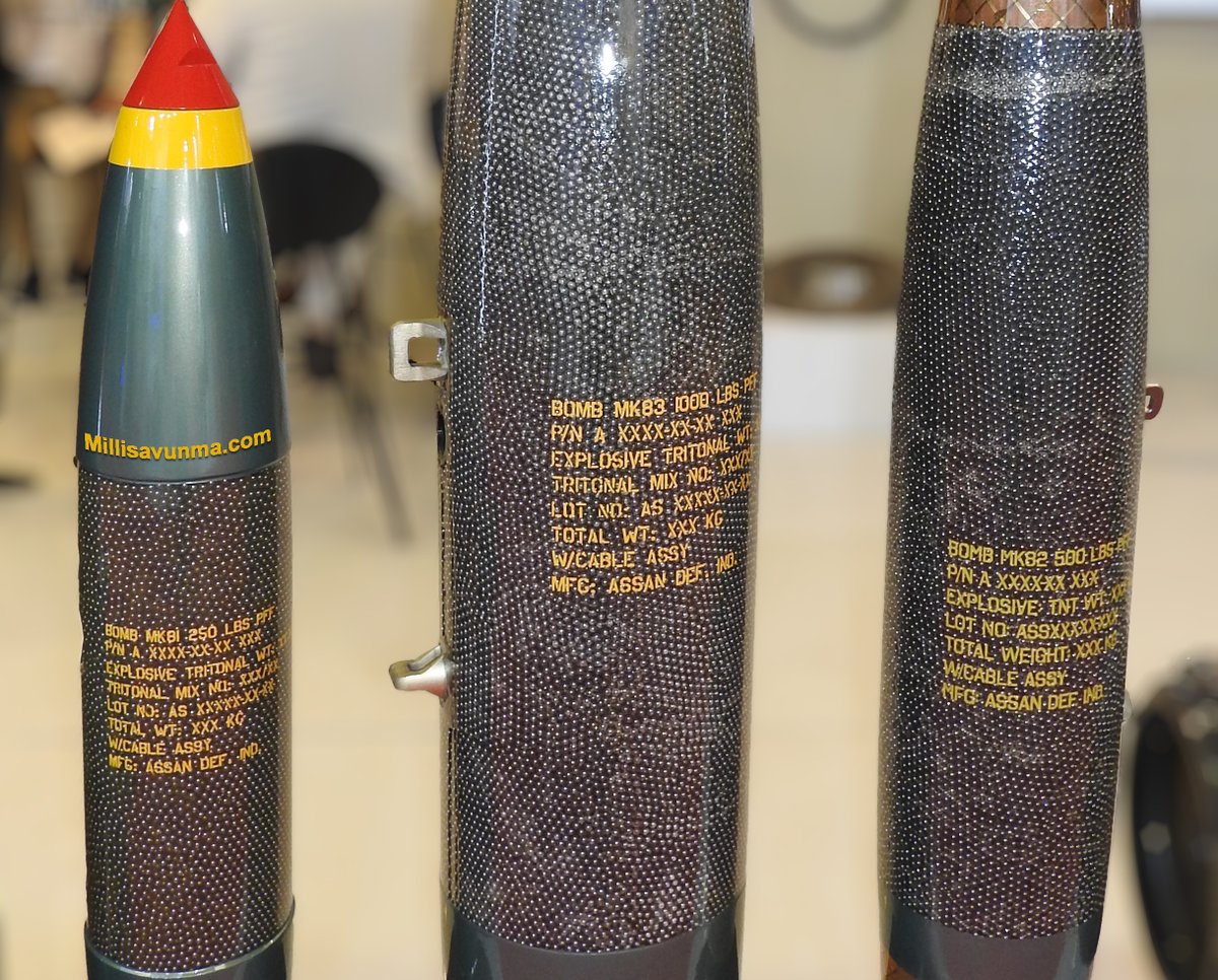 MK83 1000 lbs, MK82 500 lbs ve MK81 250 lbs Genel Maksat Uçak Bombalarının iç yapısı. #Millisavunma