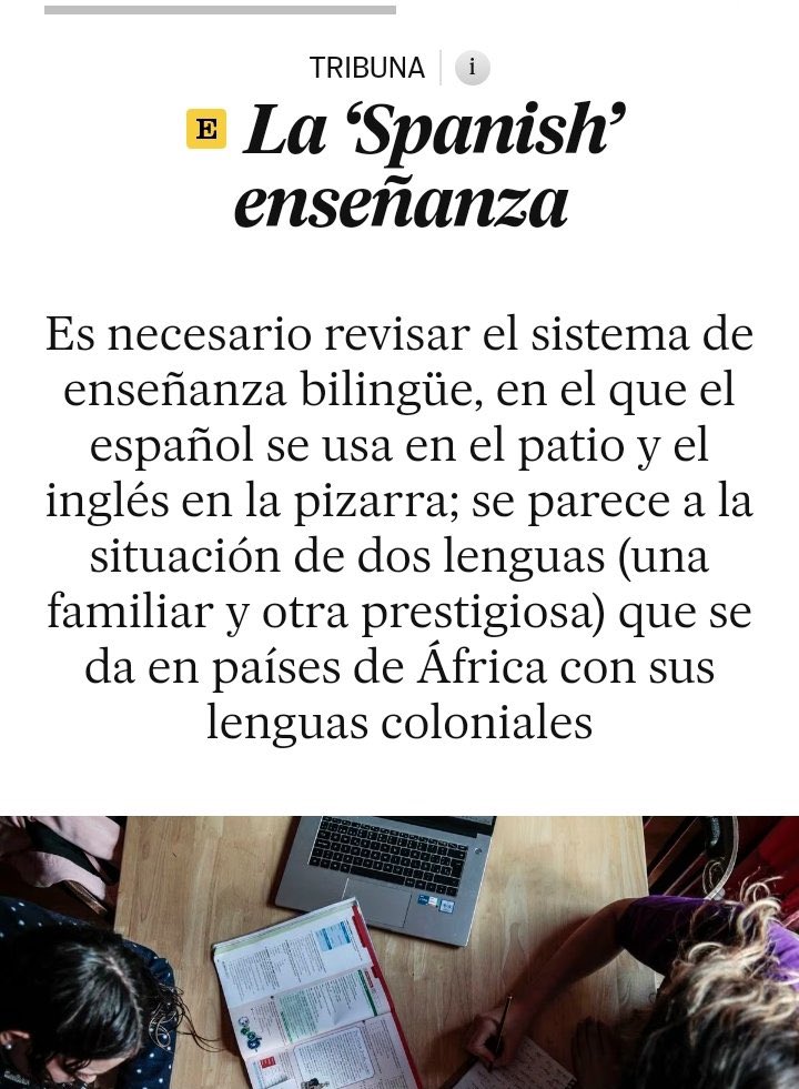 El chiste se hace solo.
Lopaís nunca menciona que en Cataluña pasa justamente eso.

Como en los países africanos, en las escuelas una lengua se impone a la lengua familiar.

<a href="/AEBCatalunya/">AEB Catalunya</a>