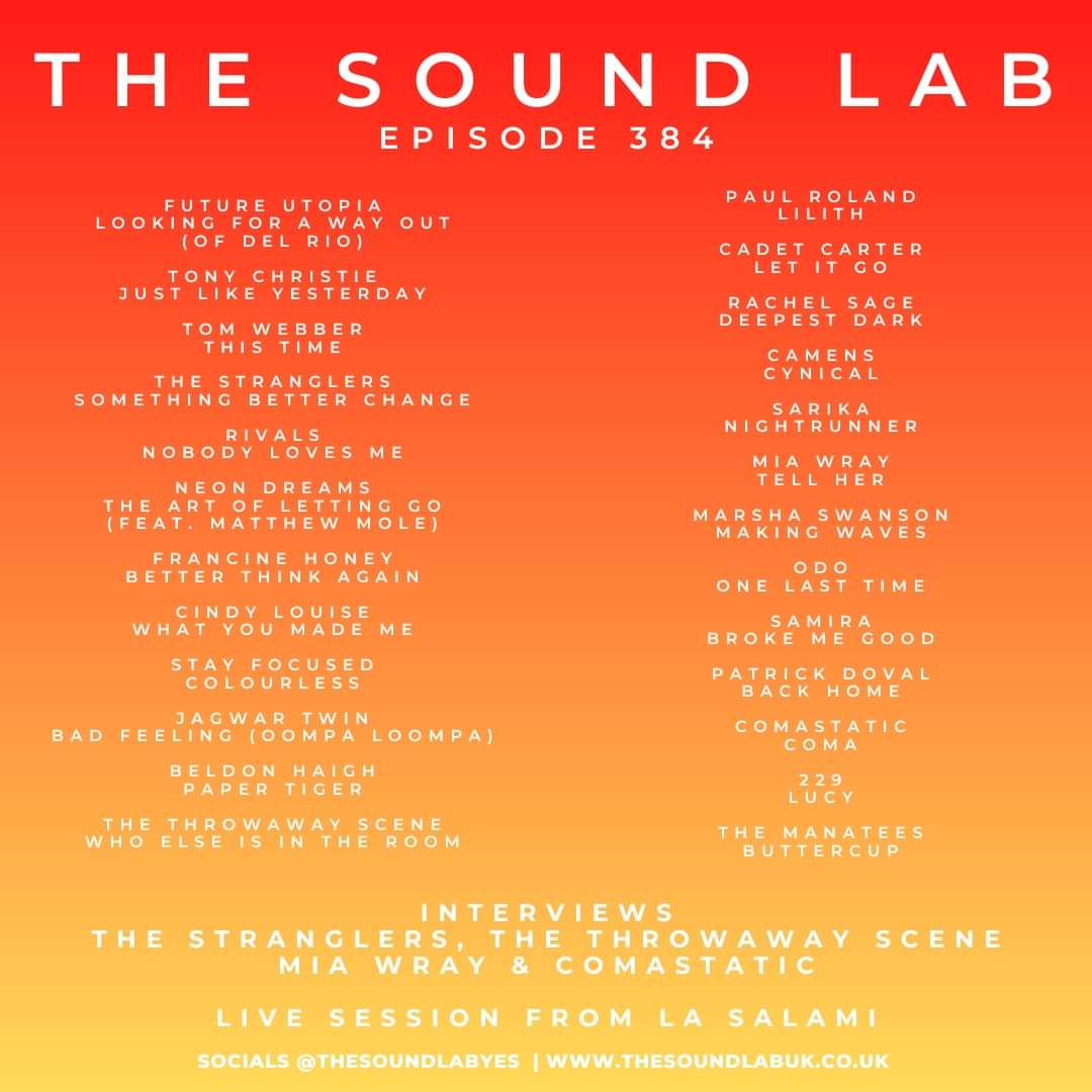 We have our brand new radio show now available for you at mixcloud.com/TheSoundLabUK/…

On this week’s show we have interviews and music from @StranglersSite, <a href="/ThrowawayScene/">The Throwaway Scene</a>, <a href="/Miawray/">Mia Wray</a> &amp; <a href="/comastatic/">comastatic</a> plus a live session from <a href="/LASalami/">L.A. Salami</a>!

#NewMusic #Podcast #NewMusicPodcast