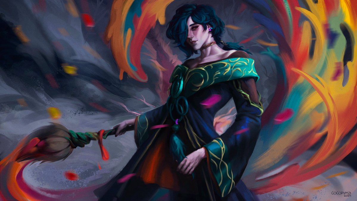 I tried my hand at splash art a little.
#Hwei #LoL #LeagueOfLegends #Fanart