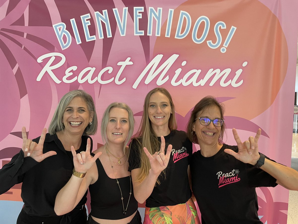 BethWagmeister's tweet photo. @ReactMiamiConf Providing ASL Accessibility will always be my favorite part #RemoveTheAsk https://t.co/HnjzcRNpM4