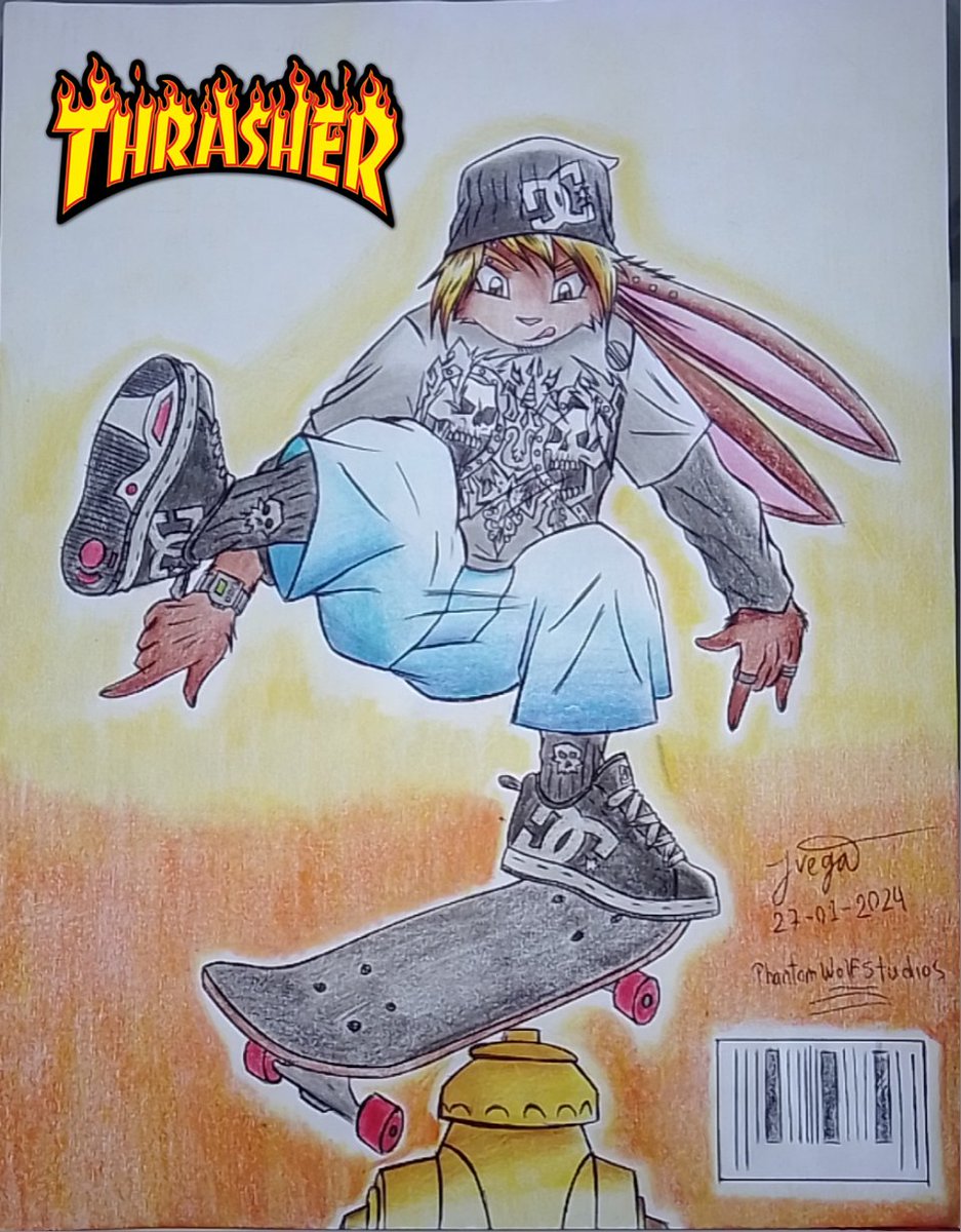 PW0lfdog's tweet photo. Finally, Dustin is the protagonist in the cover of the trasher magazine 🐇
#furry #furrycommunity #furryartist #furryart #furryartwork #furryfandom #furryanime #Y2K #2000s #throwback2000s #skate #thrasher #traditionalart #drawing #drawingart #scifiart #AnimeArt https://t.co/3htCsMRUIt